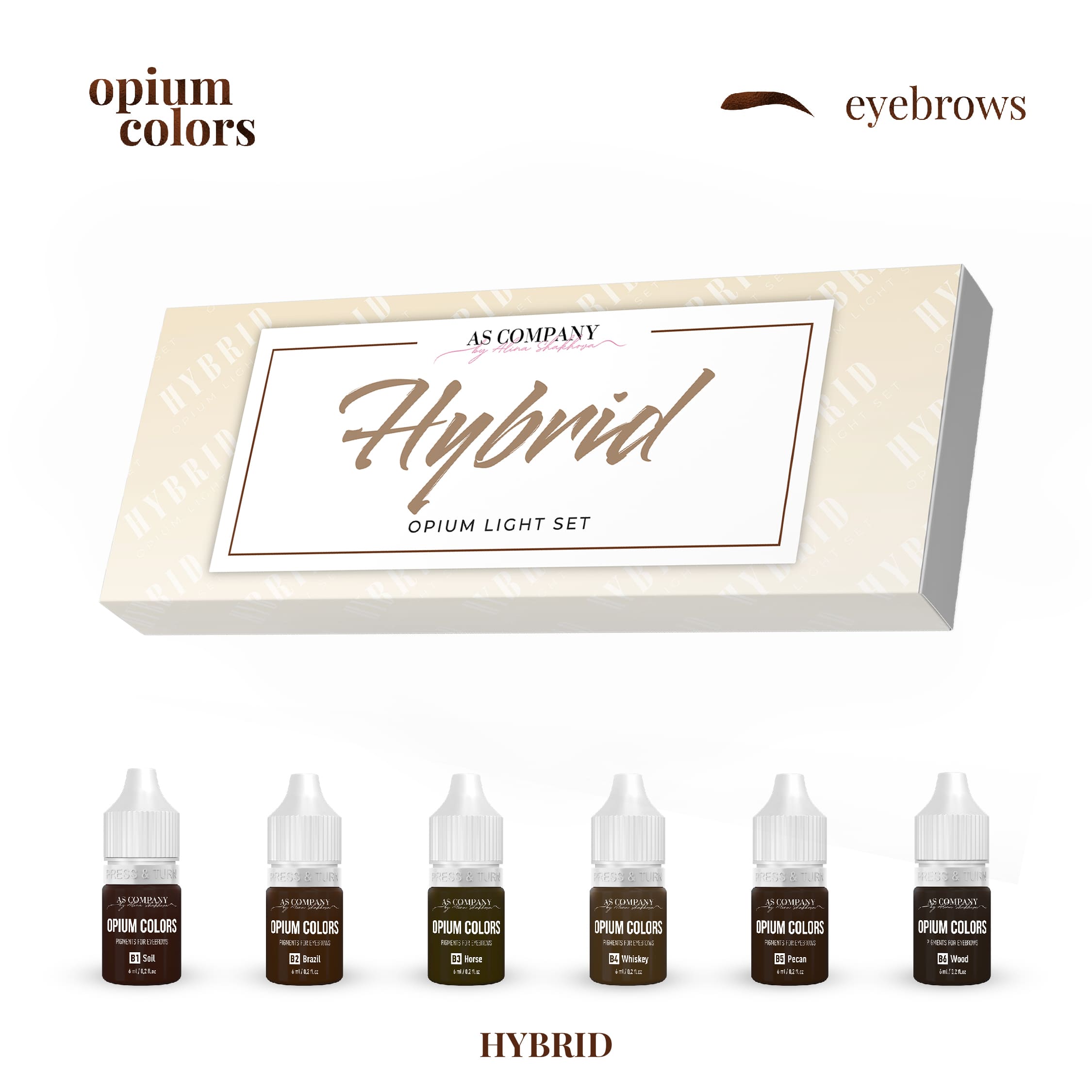 Set Pigmenți OPIUM COLORS pentru sprâncene, Hybrids 6 ml Set Pigmenți OPIUM COLORS pentru sprâncene, Hybrids 6 ml